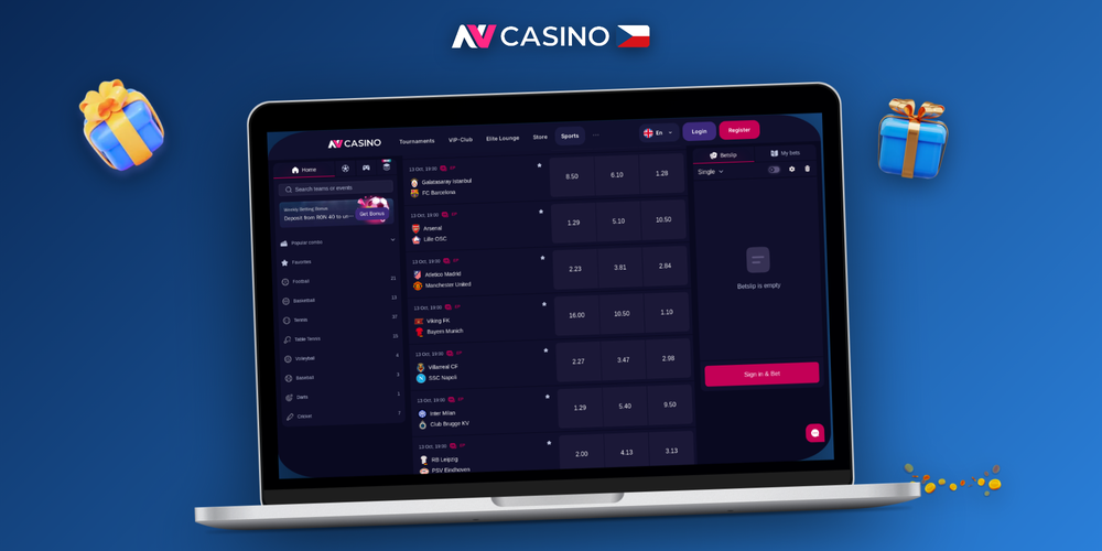 NV Casino desktop verze s herním lobby a cashierem na monitoru v domácím prostředí